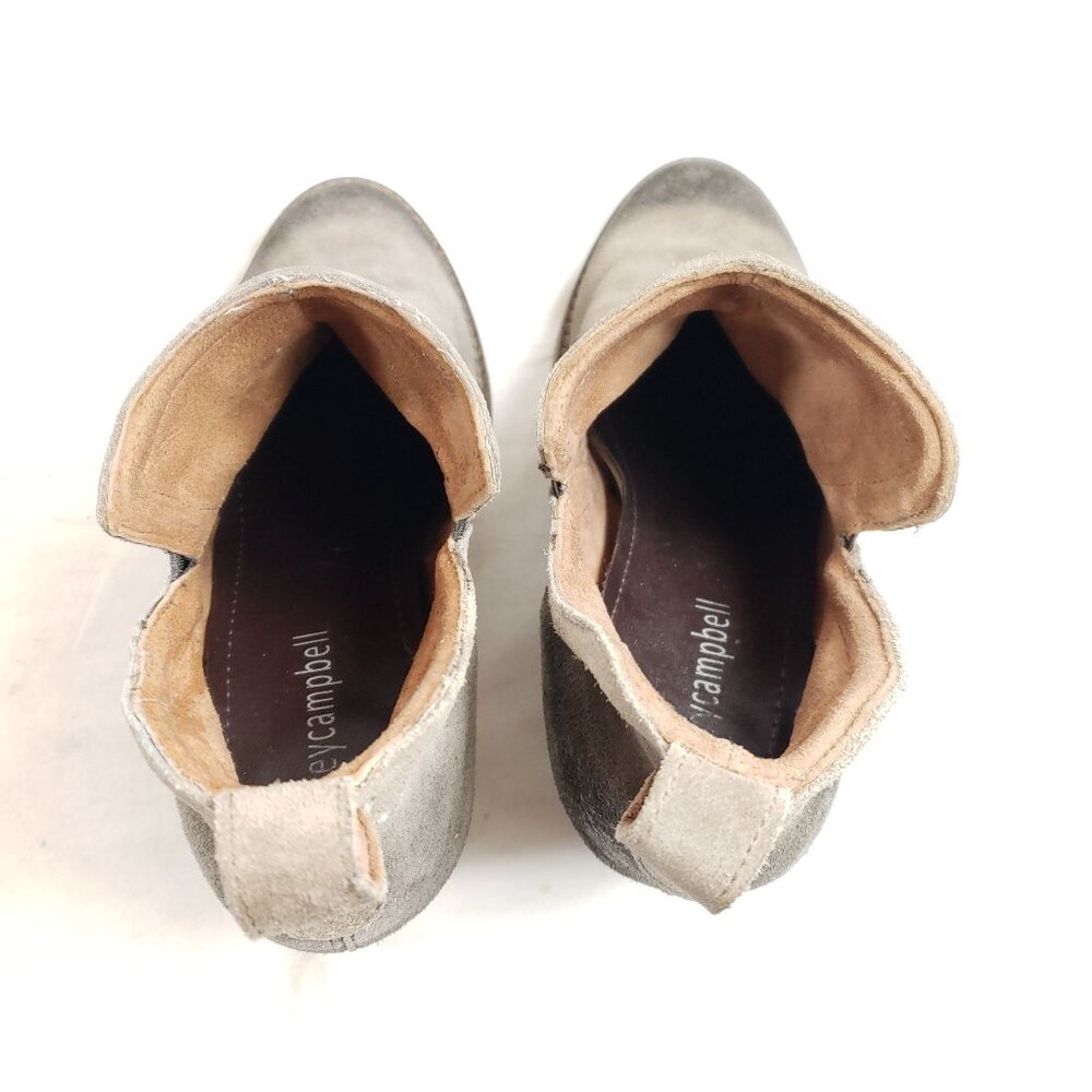Jeffrey Campbell Womens Size 9 Taupe Suede Slip-On Ankle Booties Block Heel - Picture 7 of 8